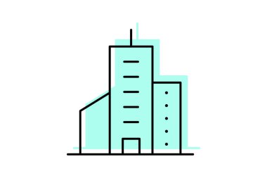 Şehir merkezindeki Gökdelen Simgesi, vektör, piksel mükemmel, illüstratör dosyası