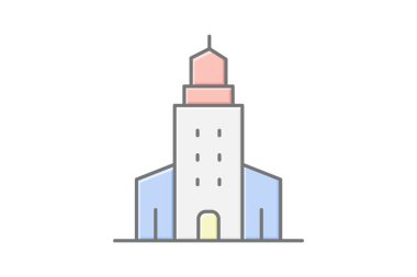 Landmark Şehir Binası, vektör, piksel mükemmel, illüstratör dosyası