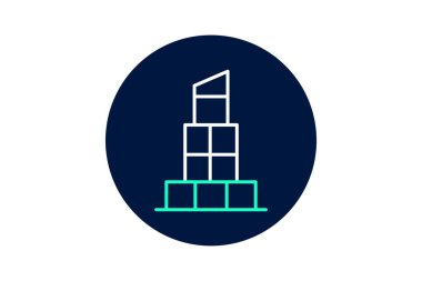 Cam Blok Kulesi, vektör, piksel mükemmel, illüstratör dosyası