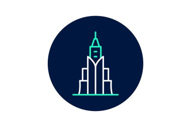 Simgesel Skyline Binası, vektör, piksel mükemmel, illüstratör dosyası