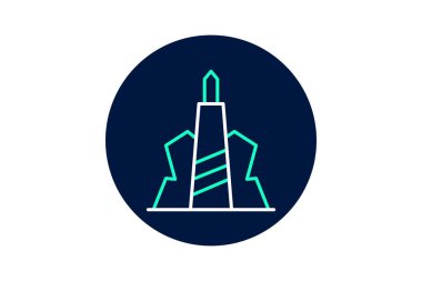 Steel And Glass Landmark, vektör, piksel mükemmel, illüstratör dosyası