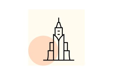 Simgesel Skyline Binası, vektör, piksel mükemmel, illüstratör dosyası