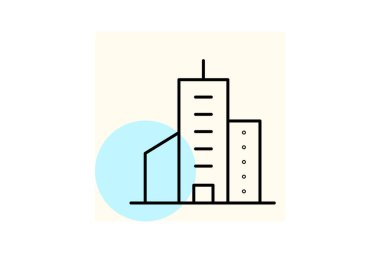 Şehir merkezindeki Gökdelen Simgesi, vektör, piksel mükemmel, illüstratör dosyası