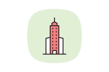 Yüksek Rise Ofis Binası, vektör, piksel mükemmel, illüstratör dosyası