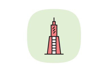 Uzun Şehir Gökdeleni, vektör, piksel mükemmel, illüstratör dosyası