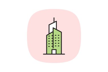 Şehir Merkezi Cam Gökdelen, vektör, piksel mükemmel, illüstratör dosyası