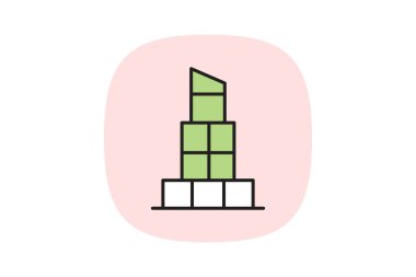 Cam Blok Kulesi, vektör, piksel mükemmel, illüstratör dosyası