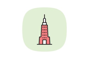 Ünlü Şehir Gökdeleni, vektör, piksel mükemmel, illüstratör dosyası