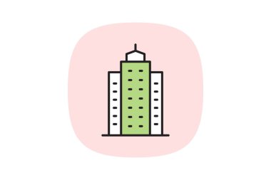 Ofis Gökdelen Simgesi, vektör, piksel mükemmel, illüstratör dosyası