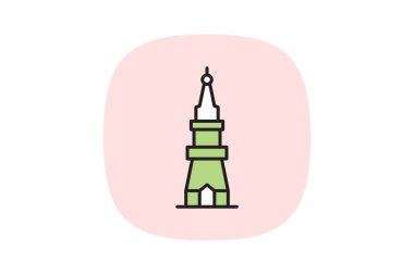 Ünlü Kule Binası, vektör, piksel mükemmel, illüstratör dosyası