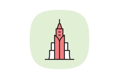 Simgesel Skyline Binası, vektör, piksel mükemmel, illüstratör dosyası