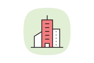 Şehir merkezindeki Gökdelen Simgesi, vektör, piksel mükemmel, illüstratör dosyası