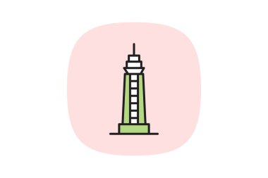 Uzun Simge Gökdelen, vektör, piksel mükemmel, illüstratör dosyası