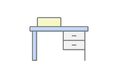 Ofis masası, vektör, piksel mükemmel, illüstratör dosyası