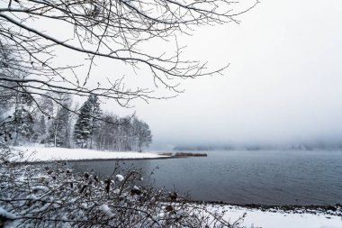 Winter landscape mountain lake