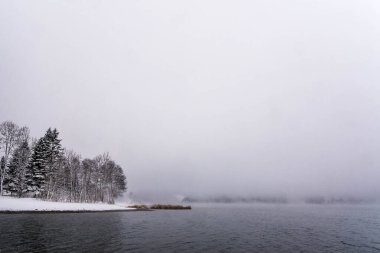 Winter landscape mountain lake