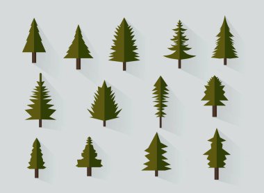 pine tree vector illustration collection and wilderness objects to create your own nature scene.