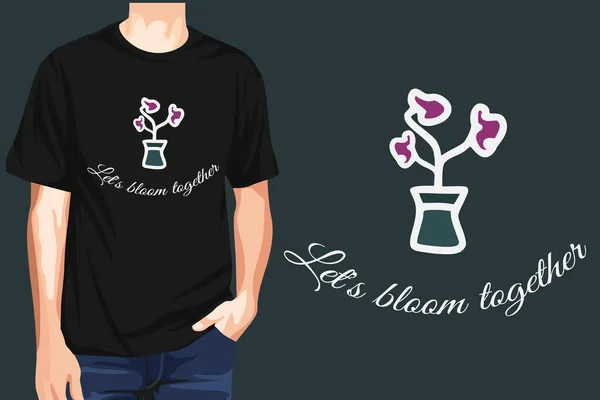Let Bloom Together Motivational Shirt Design Vector — Stock Vector