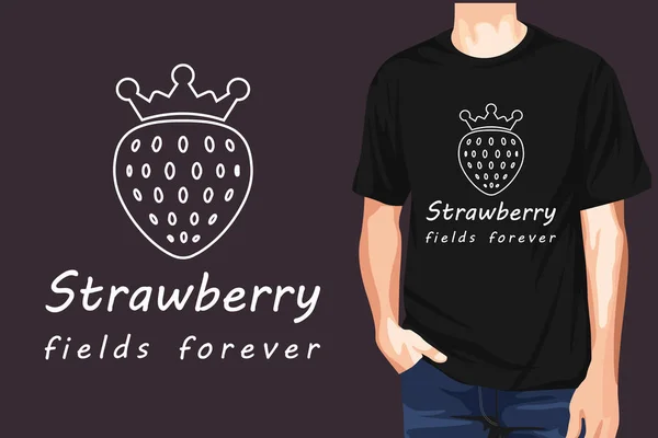 Strawberry Fields Forever Shirt Design Vector Strawberry Lovers — Stock Vector