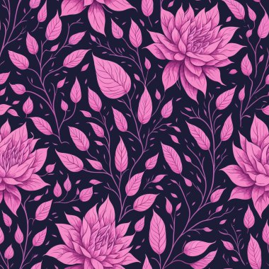 Pembe çiçek desenli güzel çiçekler renkli dal çizimi