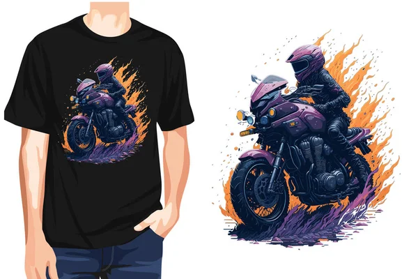 極端なモーターバイクレーサーベクトルイラスト マウンテンバイクTシャツ — ストックベクタ