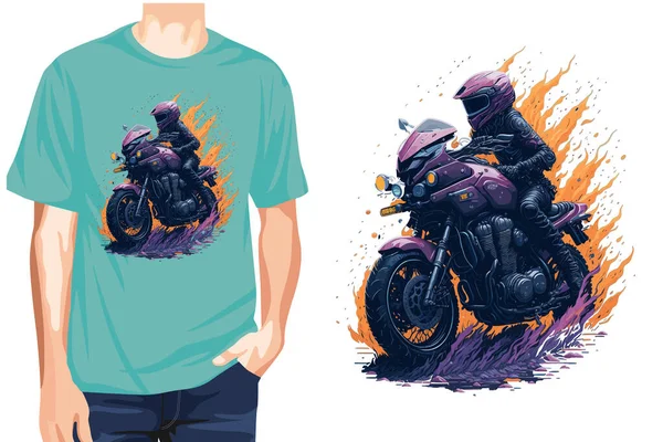 Illustration Vectorielle Coureur Moto Extrême Shirt Vtt — Image vectorielle