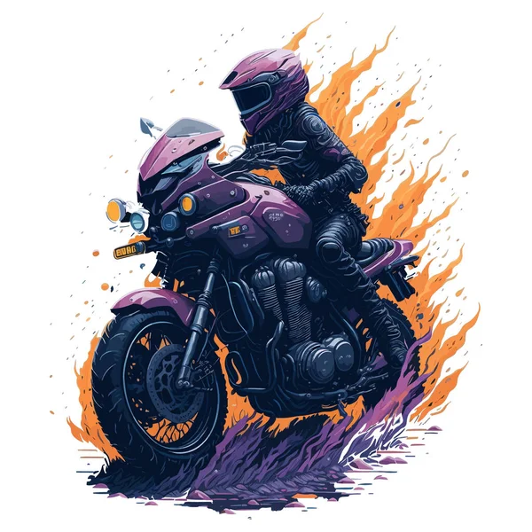 Ekstremalne Motocykl Wyścigowy Wektor Ilustracja Biker Górski — Wektor stockowy