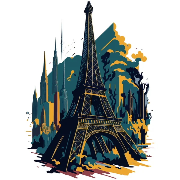 Tour Eiffel Emblématique Française Design Vintage Illustration Vectorielle — Image vectorielle