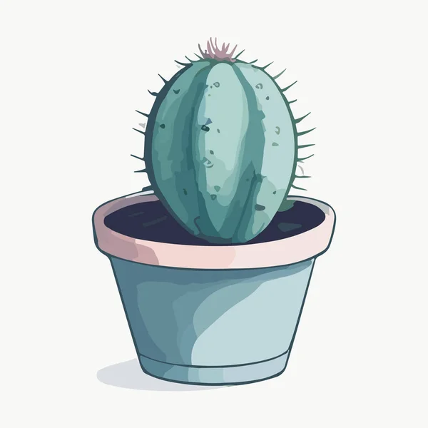 Kaktus Topf Schöne Grüne Niedliche Kaktus Illustration Vektorgrafik Isoliert Auf — Stockvektor