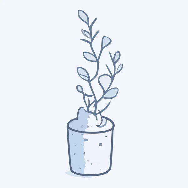 Illustration Einer Vase Mit Einer Pflanze Flachen Stil — Stockvektor