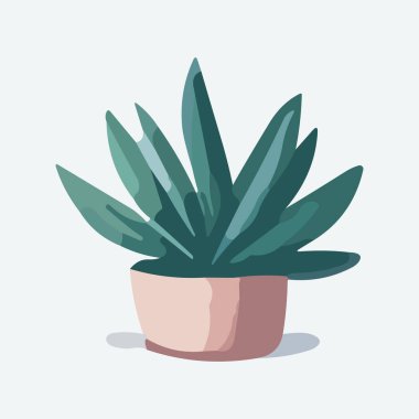 Tencerede kaktüs. Düz bir şekilde resimleme.