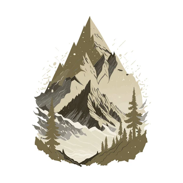 Montañas Con Bosque Coníferas Atardecer Ilustración — Foto de Stock