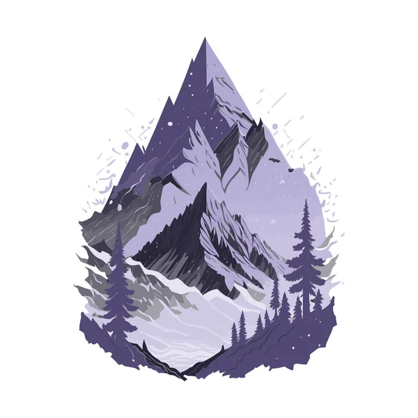 Montagnes Avec Forêt Conifères Coucher Soleil Illustration Vectorielle — Image vectorielle
