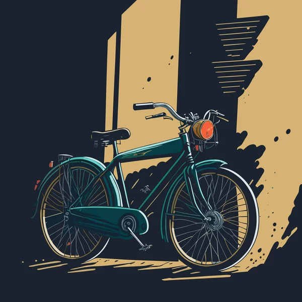Vintage Cykel Gatan Illustration Platt Stil — Stockfoto