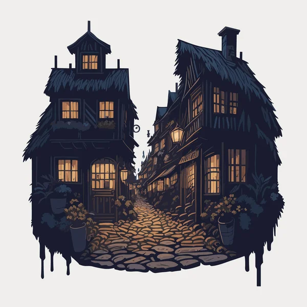 Houses Style Fairy Tale Illustration — Stock Photo, Image