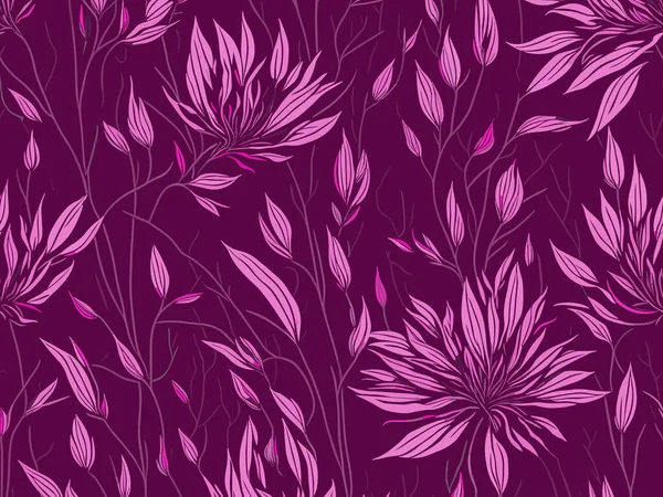 Problemfri Blomstermønster Med Blomster Blade Illustration - Stock-foto
