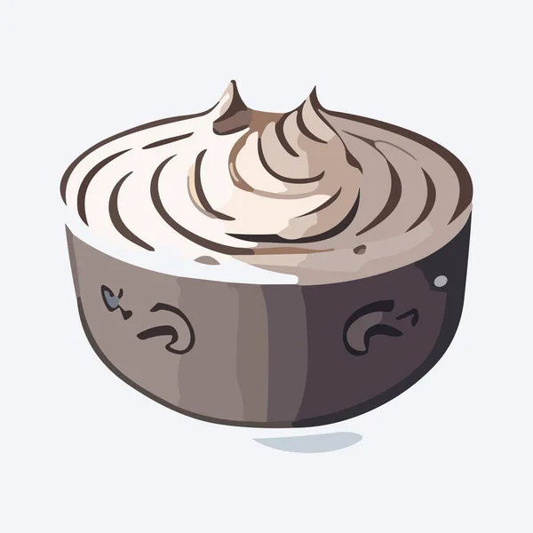 Budín Chocolate Con Crema Batida Ilustración Estilo Dibujos Animados — Foto de Stock