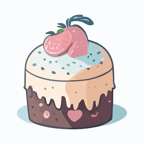 Kuchen Mit Erdbeere Vektorillustration Eines Kuchens Mit Erdbeeren — Stockvektor
