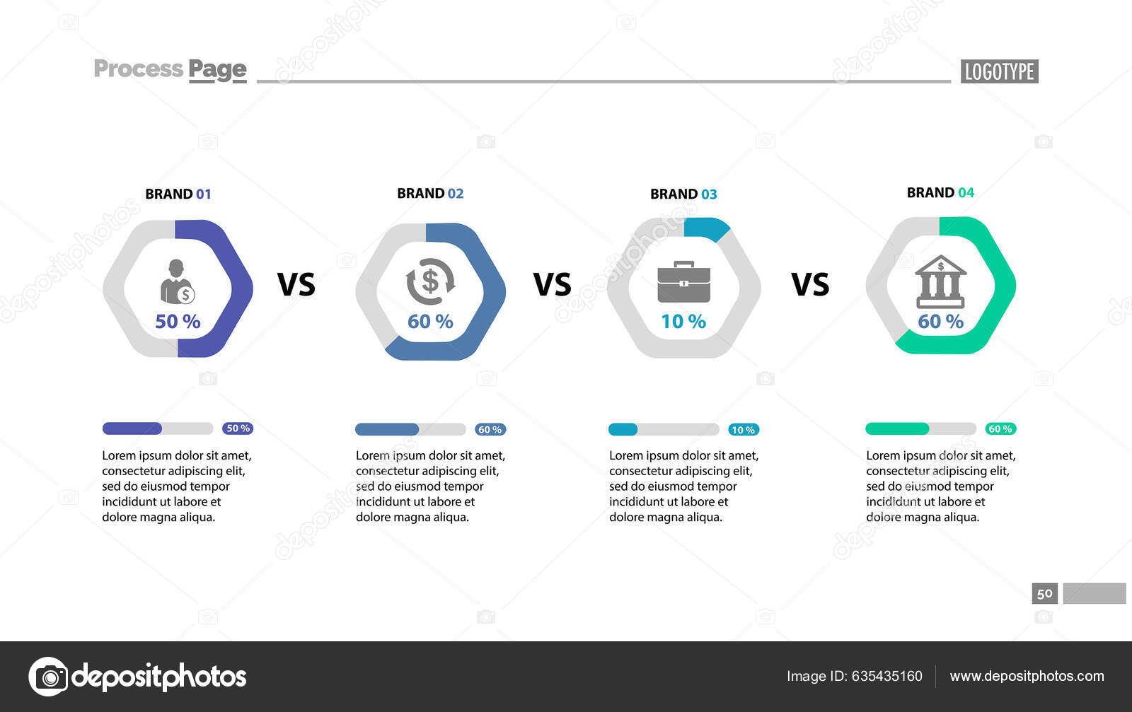 Four Brand Comparison Chart Slide Template Element Analysis Graph Diagram Stock Vector Image by