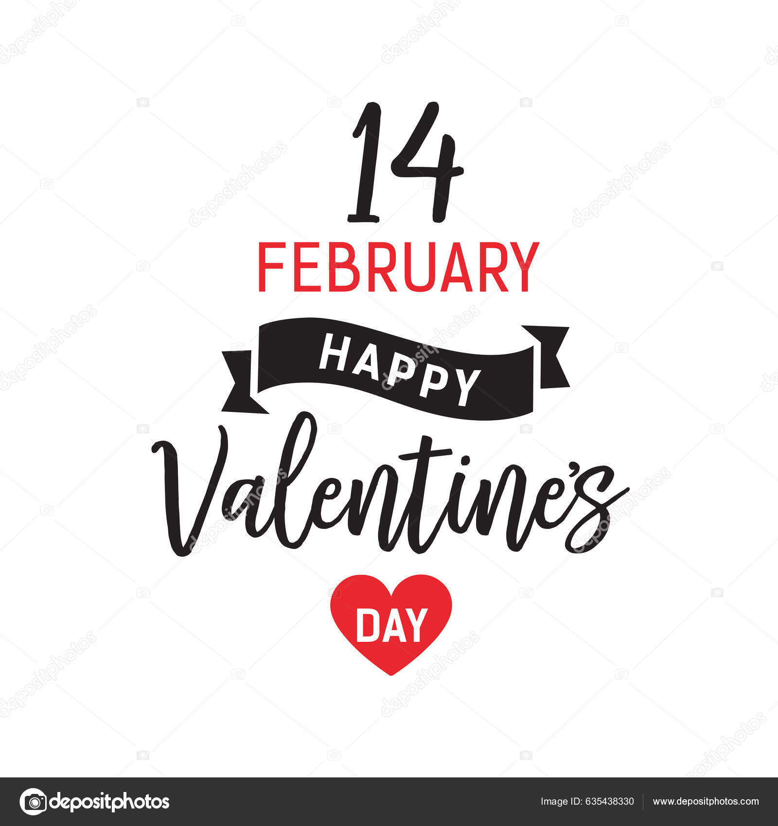 Catorce Febrero Feliz Día San Valentín Letras Elemento Diseño San