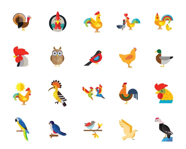 Conjunto Iconos Aves Puede Ser Utilizado Para Temas Como Zoológico — Vector de stock