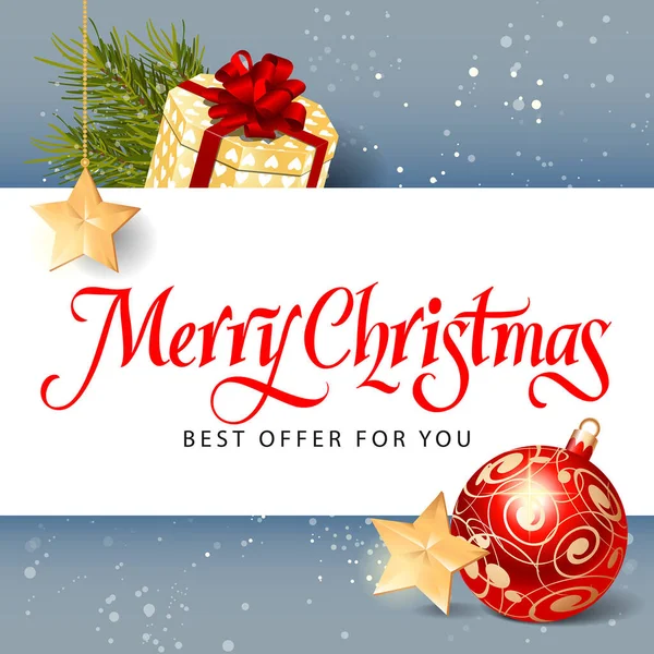 Feliz Natal Melhor Oferta Para Você Lettering Convite Natal Com — Vetor de Stock