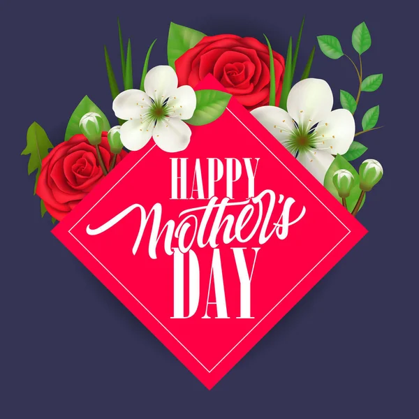 Feliz Dia Das Mães Vermelho Quadrado Dia Das Mães Cartão —  Vetores de Stock
