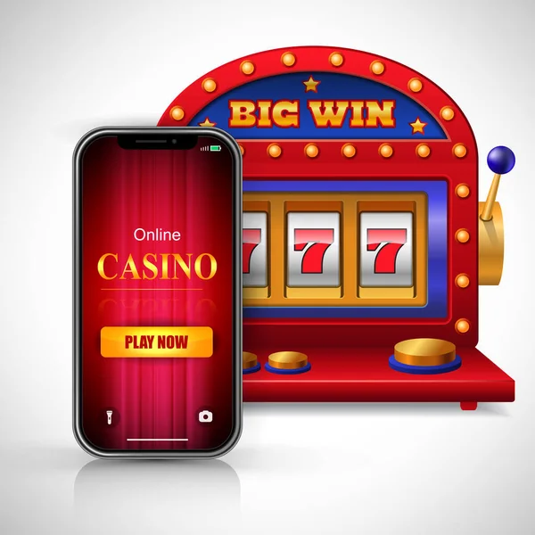 Großer Gewinn Online Casino Spielen Jetzt Schriftzug Auf Smartphone Bildschirm — Stockvektor