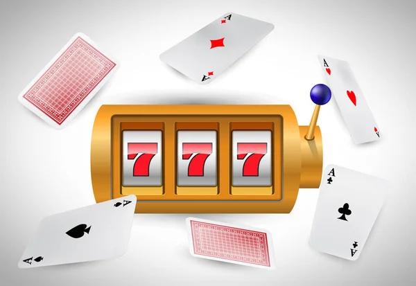 Lucky Seven Slot Machine Flying Aces Casino Business Advertising Design — Stockvektor