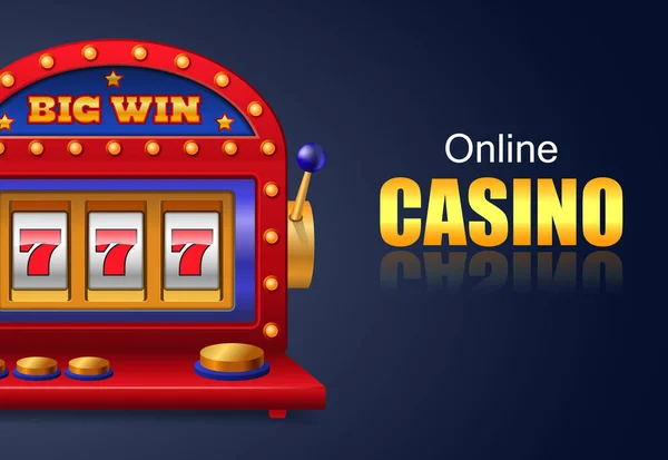 Online Casino Big Win Lettering Lucky Seven Slot Machine Casino — Stockvektor