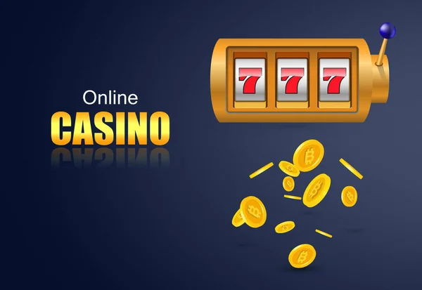 Online Casino Lettering Slot Machine Flying Golden Coins Casino Business — Wektor stockowy