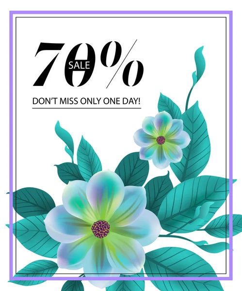 Seventy Percent Sale Miss Only One Day Flyer Design Blue —  Vetores de Stock