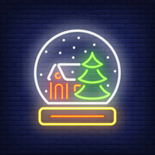Neon Paperweight Shape Festive Design Element Christmas Concept Night Bright — Stockový vektor