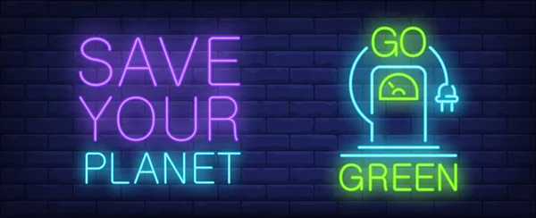 Your Planet Neon Sign Electro Car Charging Station Hanging Power — Stockvektor